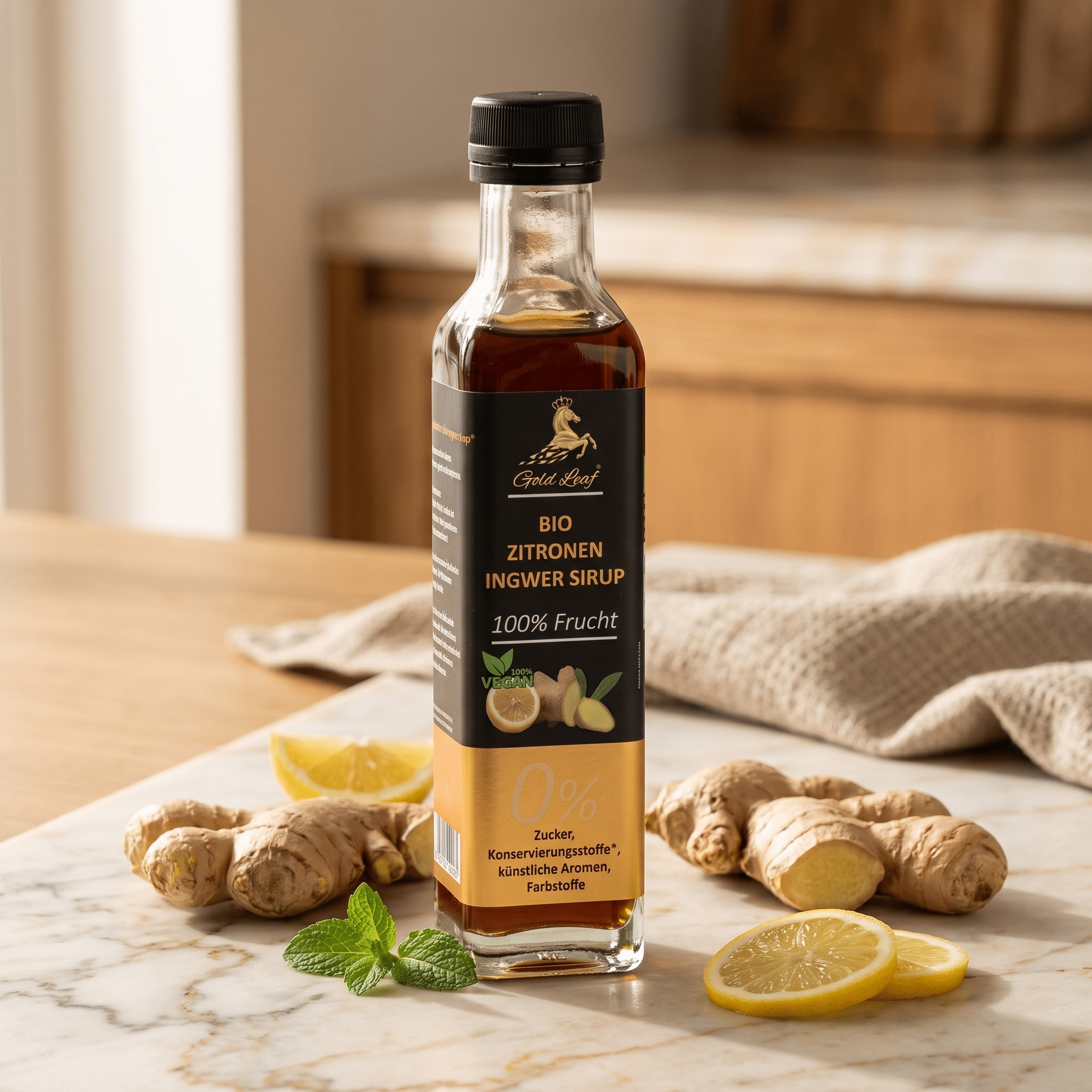 Bio Ingwer-Zitronen-Sirup - MyGoldLeaf
